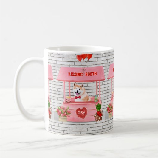 Akita Dog Valentine's Day Kissing Booth Kaffeetasse (Links)