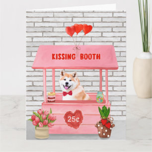 Akita Dog Valentine's Day Kissing Booth Karte