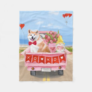 Akita Dog Valentine's Day Lkw Herz Fleecedecke