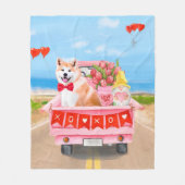Akita Dog Valentine's Day Lkw Herz Fleecedecke (Vorderseite)