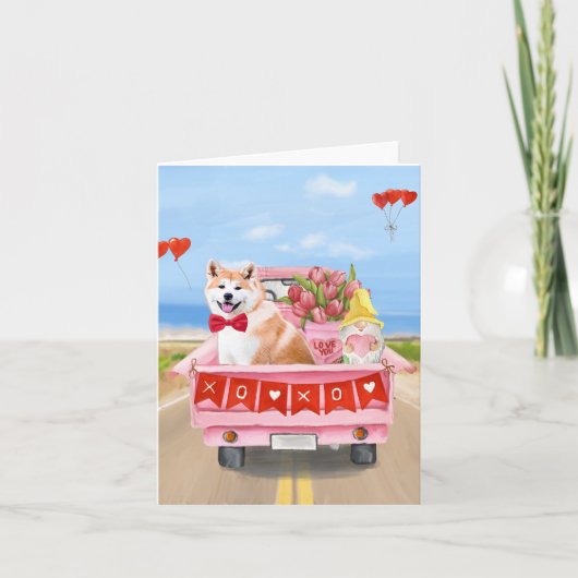 Akita Dog Valentine's Day Lkw Herz Karte (Vorderseite)