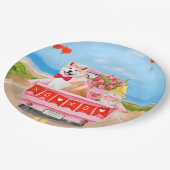 Akita Dog Valentine's Day Lkw Herz Pappteller (Schrägansicht)