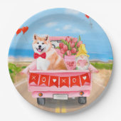 Akita Dog Valentine's Day Lkw Herz Pappteller (Vorderseite)