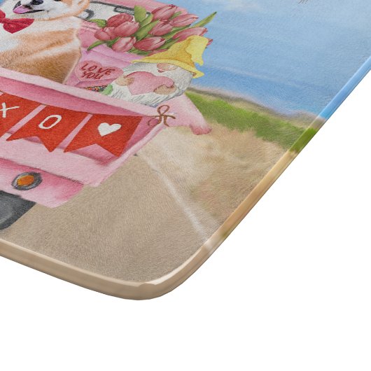 Akita Dog Valentine's Day Lkw Herz Schneidebrett (Ecke)