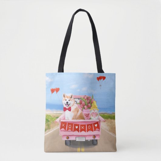 Akita Dog Valentine's Day Lkw Herz Tasche (Vorderseite)