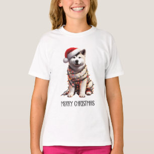 Akita Dog wackelte in Weihnachtsbaum T-Shirt