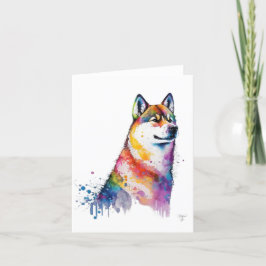Akita Dog Watercolor & Pen Faltschachtel Feiertagskarte