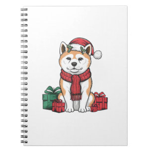 Akita Dog Weihnachtsfeiertage Weihnachtsfeiertag W Notizblock