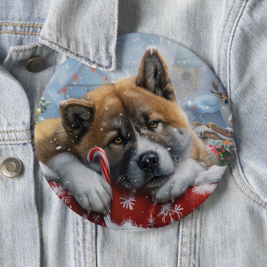 Akita Dog Weihnachtsfest Button (Beispiel)