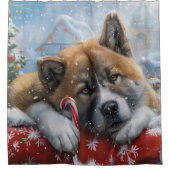 Akita Dog Weihnachtsfest Duschvorhang (Vorderseite)