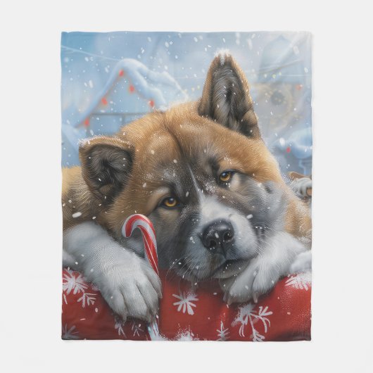 Akita Dog Weihnachtsfest Fleecedecke (Vorderseite)