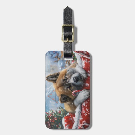 Akita Dog Weihnachtsfest Gepäckanhänger (Vorderseite vertikal)