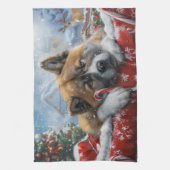 Akita Dog Weihnachtsfest Geschirrtuch (Vertikal)