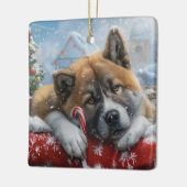 Akita Dog Weihnachtsfest Keramikornament (Links)