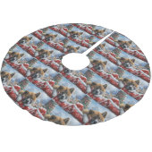 Akita Dog Weihnachtsfest Polyester Weihnachtsbaumdecke (Schrägansicht)