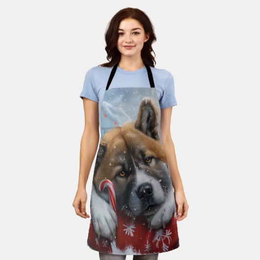 Akita Dog Weihnachtsfest Schürze (Getragen)