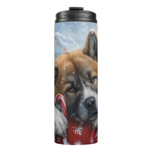 Akita Dog Weihnachtsfest Thermosbecher (Vorderseite)