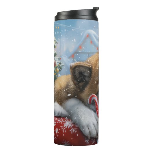 Akita Dog Weihnachtsfest Thermosbecher (Nach links gedreht)