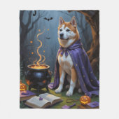 Akita Dog Whimsical Halloween Malerei Fleecedecke (Vorderseite)