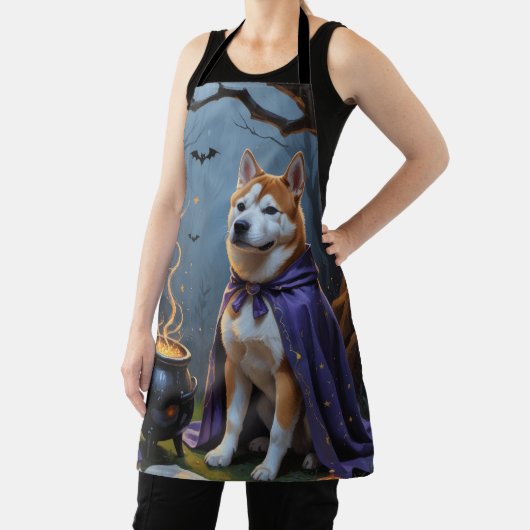Akita Dog Whimsical Halloween Malerei Schürze (InSitu)