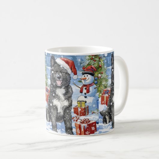Akita Dog Winter Wonderland Weihnachtsfreude Kaffeetasse (VorderseiteRechts)