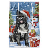 Akita Dog Winter Wonderland Weihnachtsfreude Mittlere Geschenktüte (Rückseite)