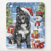 Akita Dog Winter Wonderland Weihnachtsfreude Mousepad (Vorne)