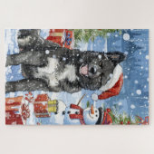 Akita Dog Winter Wonderland Weihnachtsfreude Puzzle (Horizontal)