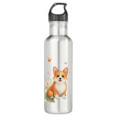 Akita Dog with Flower and Butterfly T Shirt Edelstahlflasche (Vorderseite)