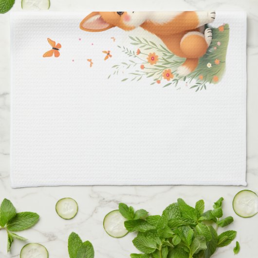 Akita Dog with Flower and Butterfly T Shirt Geschirrtuch (Gefaltet)