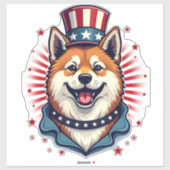 Akita dog with independence day  aufkleber (Blatt)