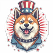 Akita dog with independence day  aufkleber (Vorderseite)