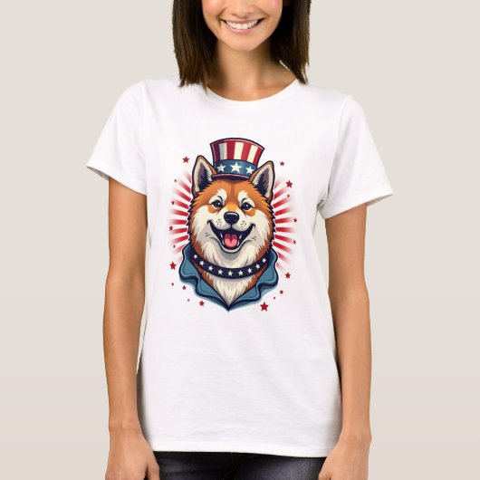 Akita dog with independence day T-Shirt (Vorderseite)