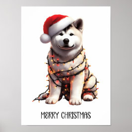 Akita Dog wrag in Weihnachtslicht Poster