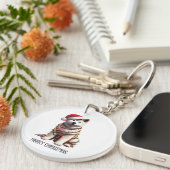 Akita Dog wrag in Weihnachtslicht Schlüsselanhänger (Vorderseite rechts)