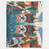 Akita Dogs Christmas Snow Holiday Fleecedecke (Vorderseite)