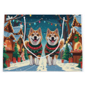 Akita Dogs Christmas Snow Holiday Große Geschenktüte (Vorderseite)