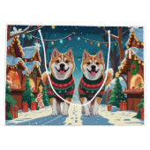 Akita Dogs Christmas Snow Holiday Große Geschenktüte (Rückseite)