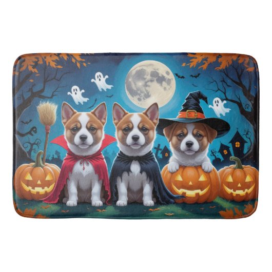 Akita Dogs Pumpkin Halloween Funny Badematte (Vorderseite)