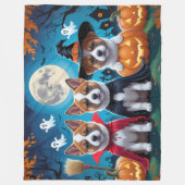 Akita Dogs Pumpkin Halloween Funny Fleecedecke (Vorderseite)