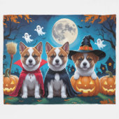 Akita Dogs Pumpkin Halloween Funny Fleecedecke (Vorderseite (Horizontal))