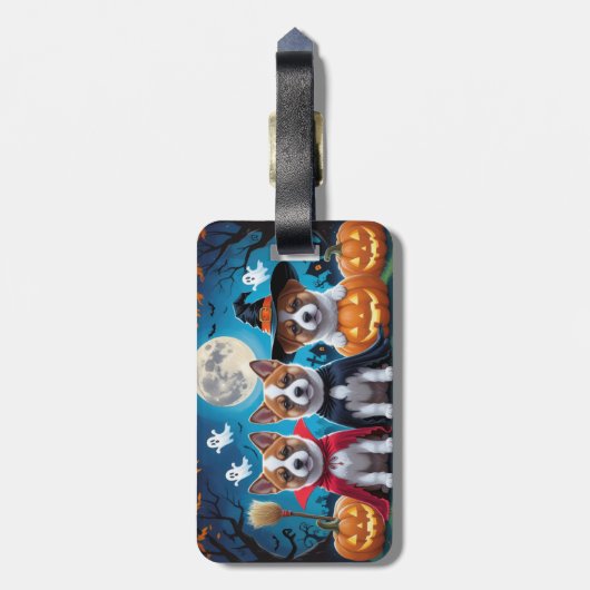 Akita Dogs Pumpkin Halloween Funny Gepäckanhänger (Rückseite vertikal)