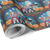 Akita Dogs Pumpkin Halloween Funny Geschenkpapier (Rolleneckpunkt)