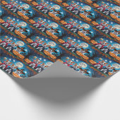 Akita Dogs Pumpkin Halloween Funny Geschenkpapier (Ecke)