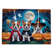 Akita Dogs Pumpkin Halloween Funny Große Geschenktüte (Rückseite)