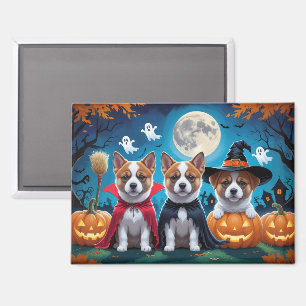 Akita Dogs Pumpkin Halloween Funny Magnet