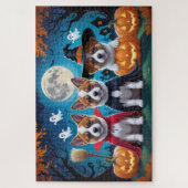 Akita Dogs Pumpkin Halloween Funny Puzzle (Vertikal)
