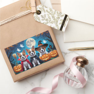 Akita Dogs Pumpkin Halloween Funny Rechteckiger Aufkleber