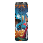 Akita Dogs Pumpkin Halloween Funny Thermosbecher (Rückseite)