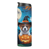 Akita Dogs Pumpkin Halloween Funny Thermosbecher (Nach rechts gedreht)